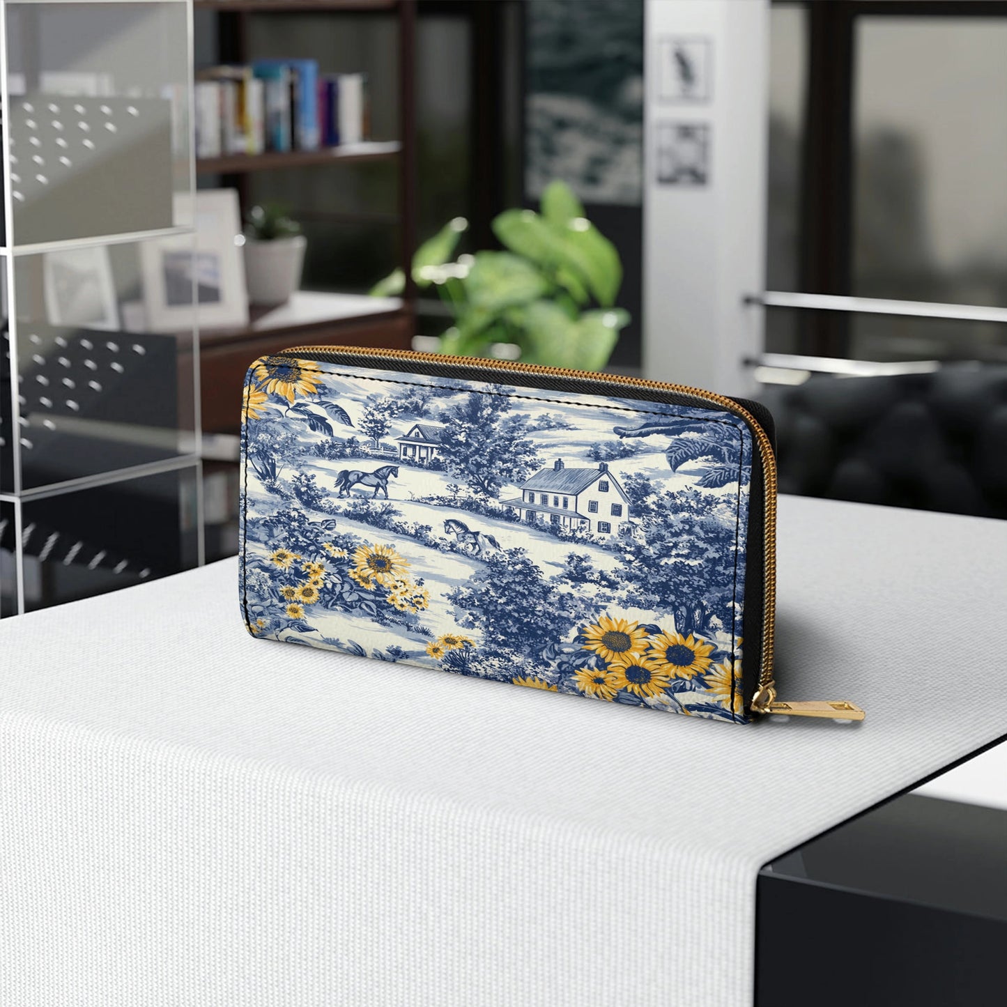 Shineful Leather Clutch Purse With Wristlet Strap Handle Texas Sunflower Heritage