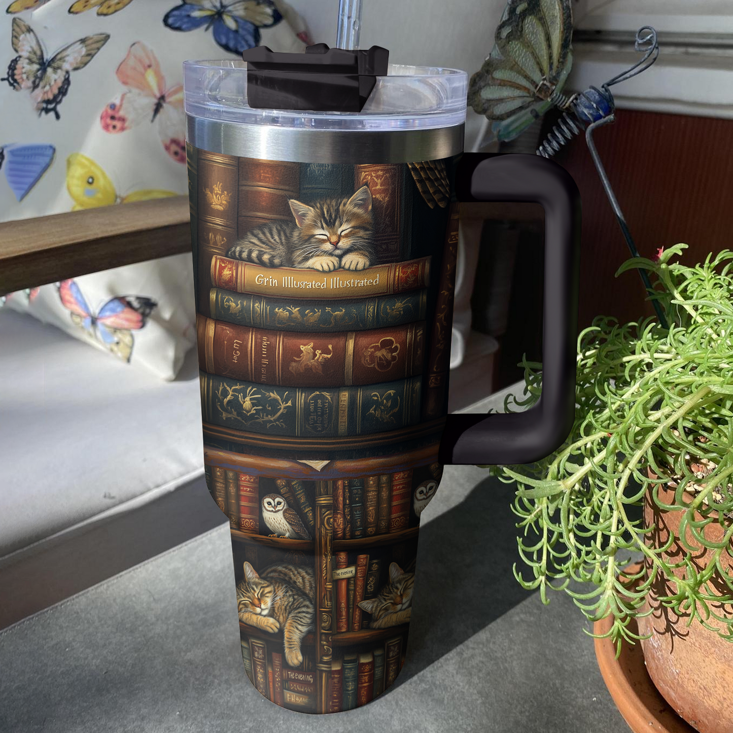 Shineful Tumbler Cat, Book, Crow
