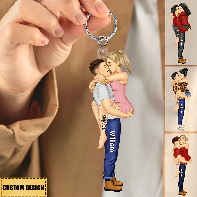 Couple Kissing - Gift For Couples Personalized Acrylic Keychain