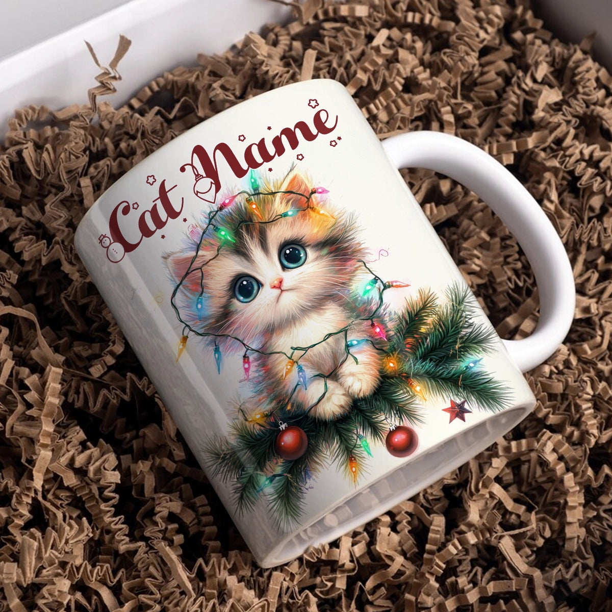 Shineful Ceramic Mug Personalized Christmas Kitty
