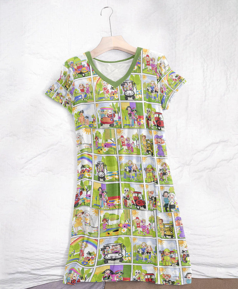 Golf Pajabears® V-Neck Nightshirts Happy Nt10