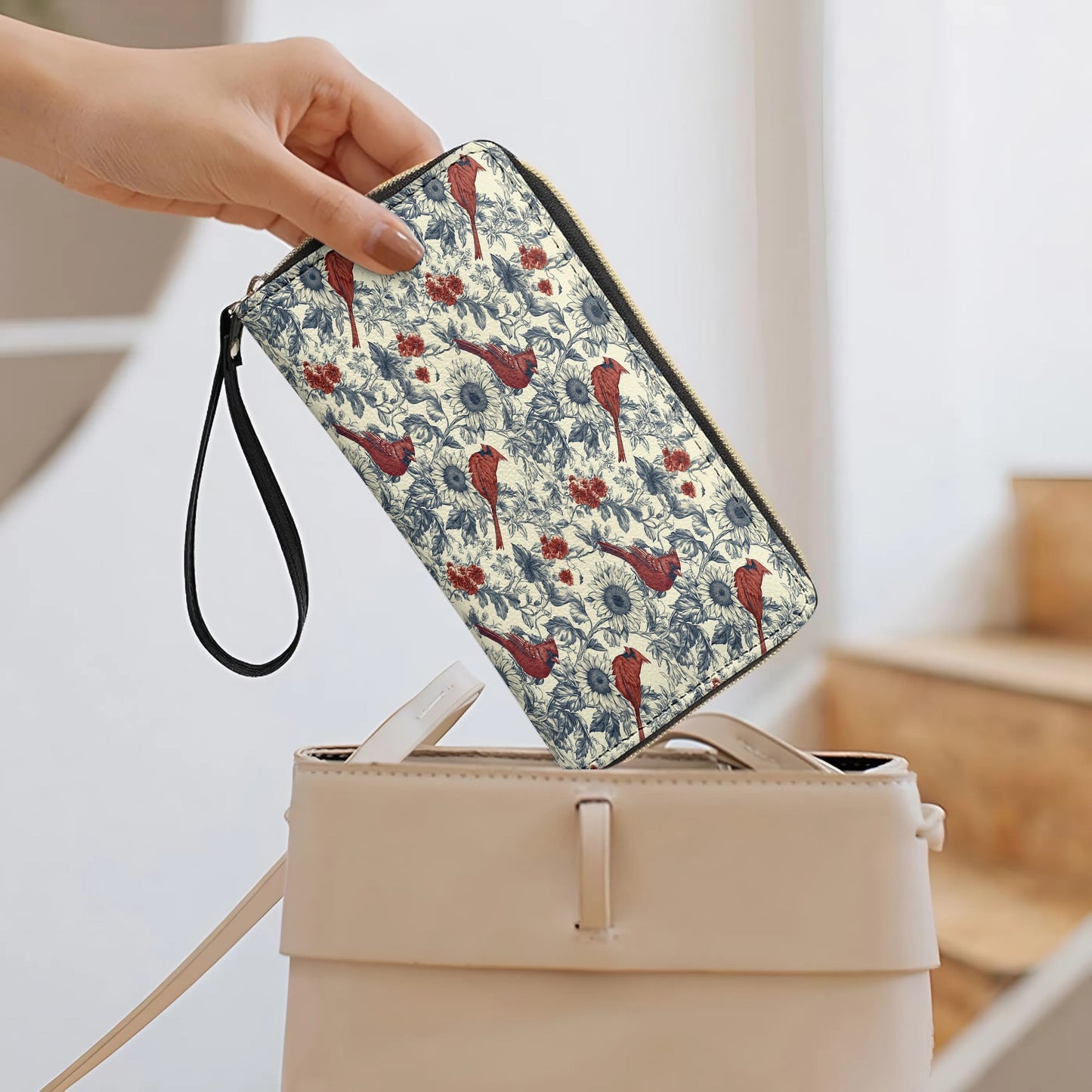 Shineful Leather Clutch Purse With Wristlet Strap Handle Whisper Sunflower - A Gentle Remembrance