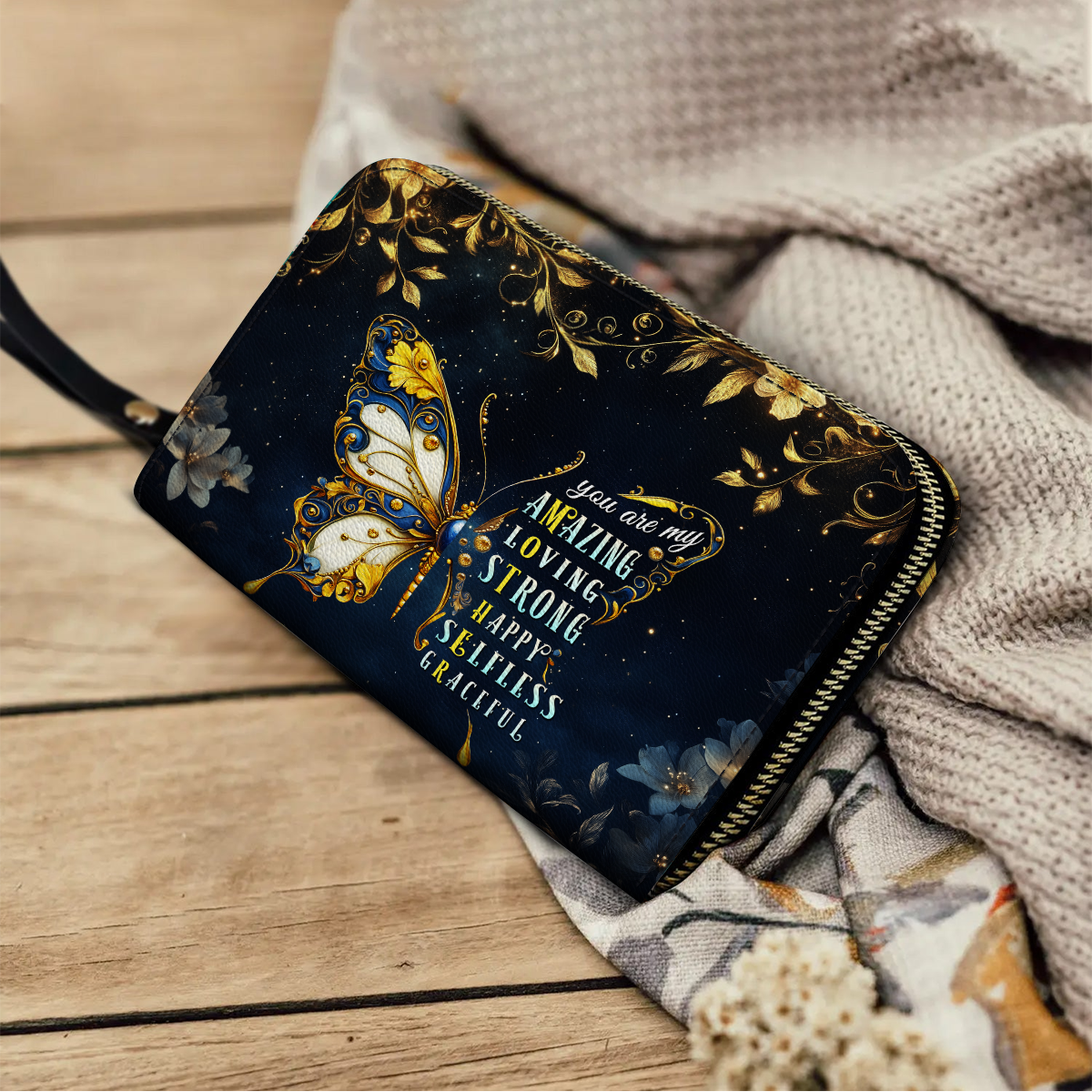Shineful Leather Clutch Purse With Wristlet Strap Handle You Are My Mother