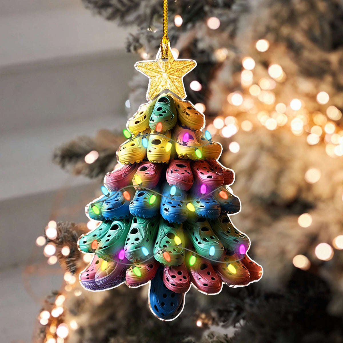Shineful 2D Acrylic Ornament Sparkling Nurse Croc Christmas