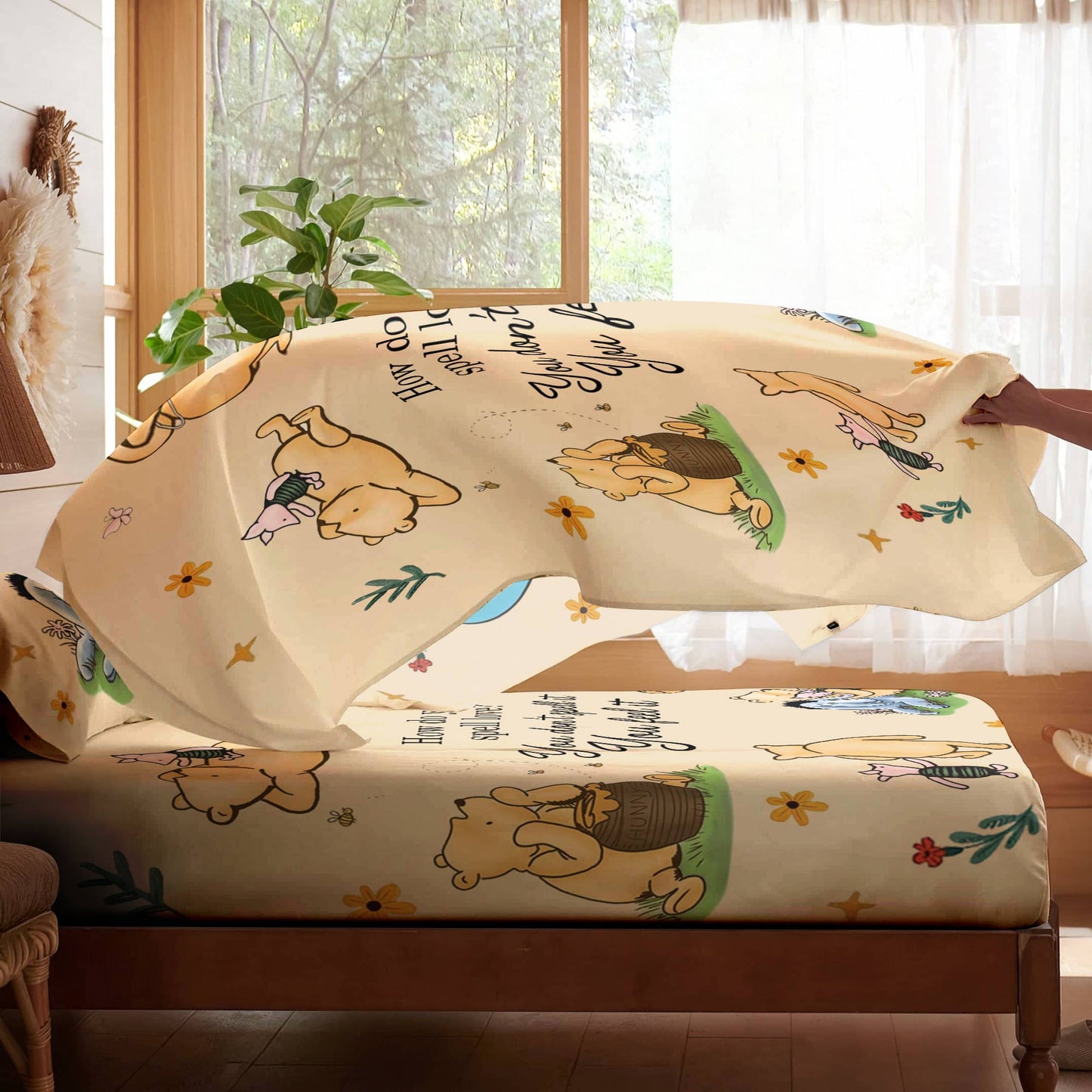 Shineful 4-Piece Bed Sheet Set Pooh The Love