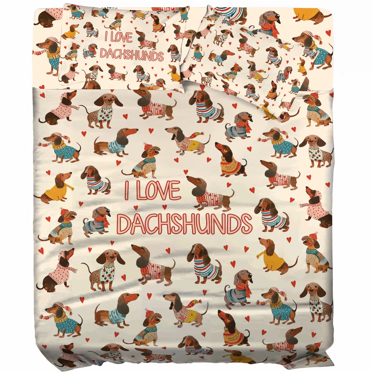 Shineful 4-Piece Bed Sheet Set Dachshund Lovely Delight