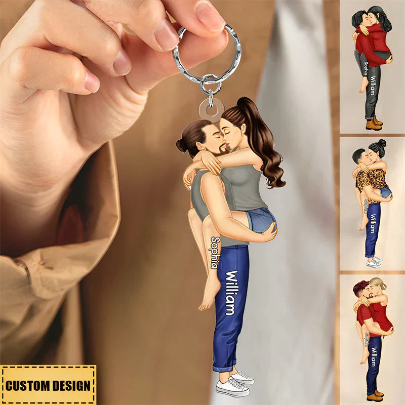 Couple Kissing - Gift For Couples Personalized Acrylic Keychain