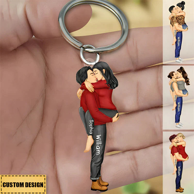 Couple Kissing - Gift For Couples Personalized Acrylic Keychain