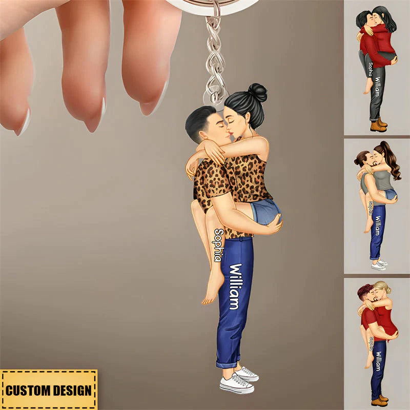 Couple Kissing - Gift For Couples Personalized Acrylic Keychain