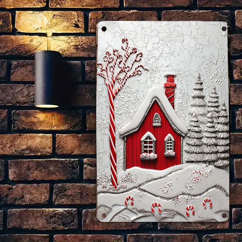 Shineful 2D Flat Print Metal Sign Whimsical Red Houses