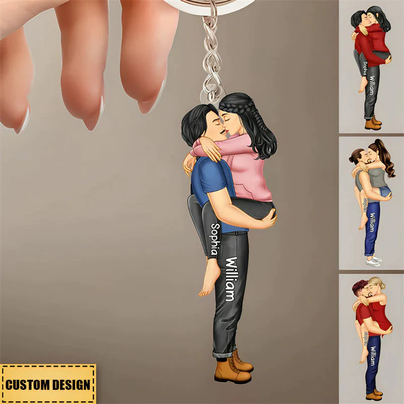 Couple Kissing - Gift For Couples Personalized Acrylic Keychain