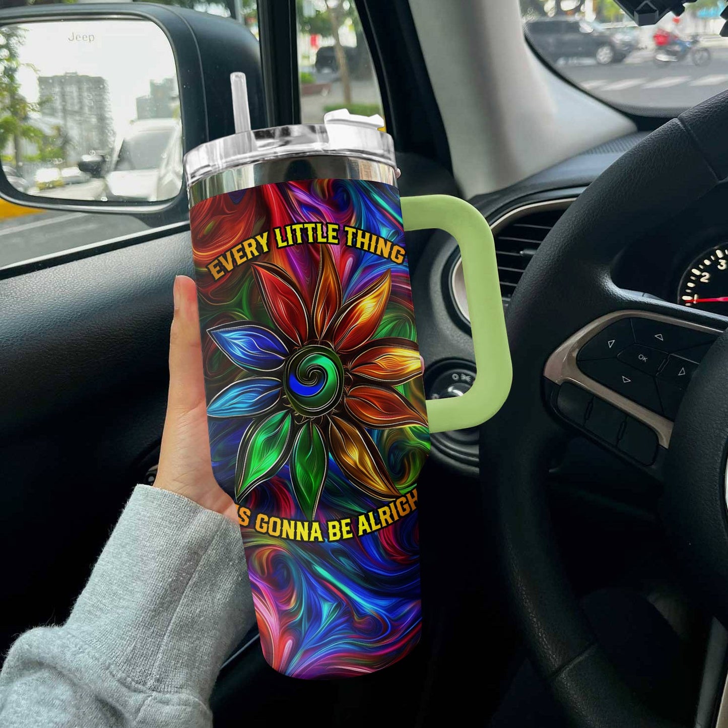 Hippie 40 Oz Shineful™ Tumbler Be Alright Tl10 Green 40Oz