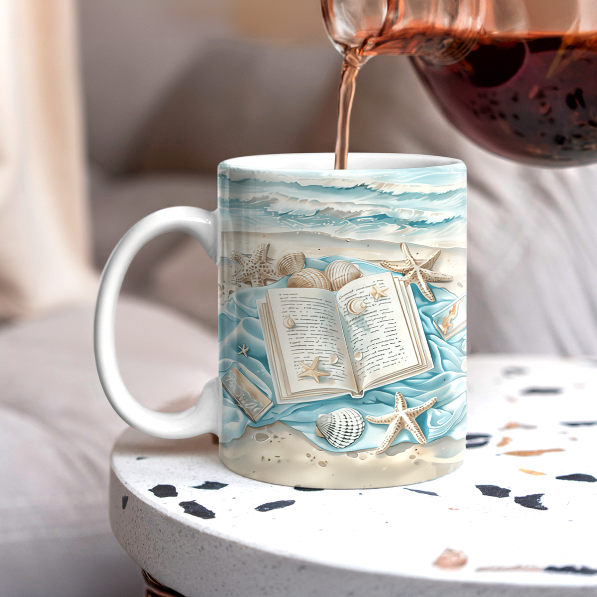 Shineful Ceramic Mug Reading Lover Beach Lover Dreamy