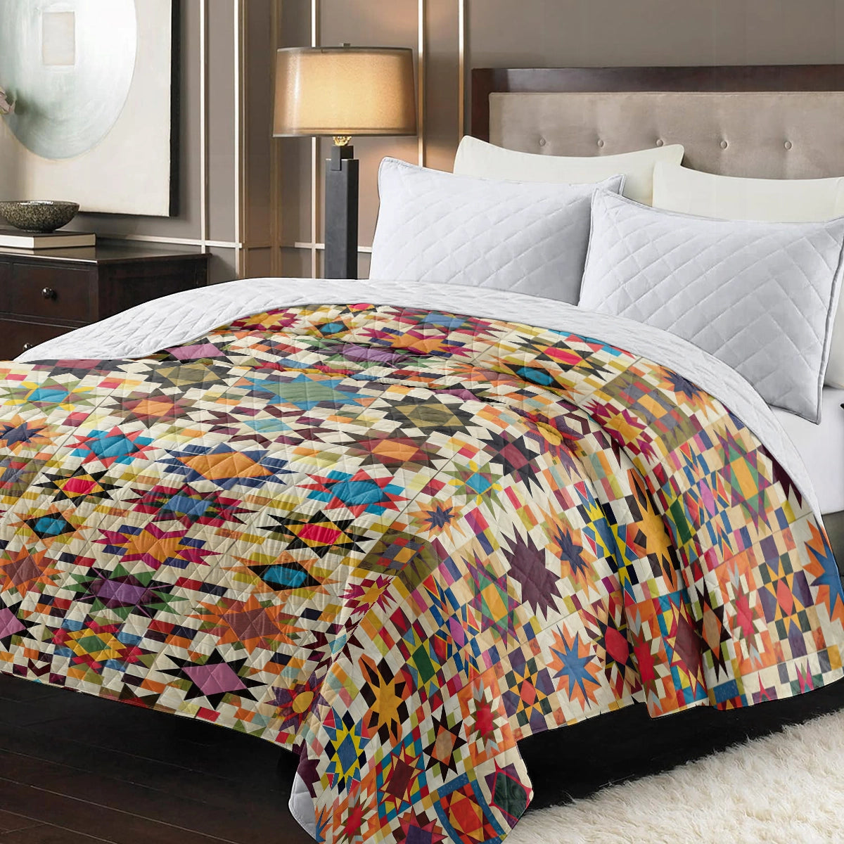 Shineful Flat Print Faux Quilt Blanket Quilting Blocks Pattern