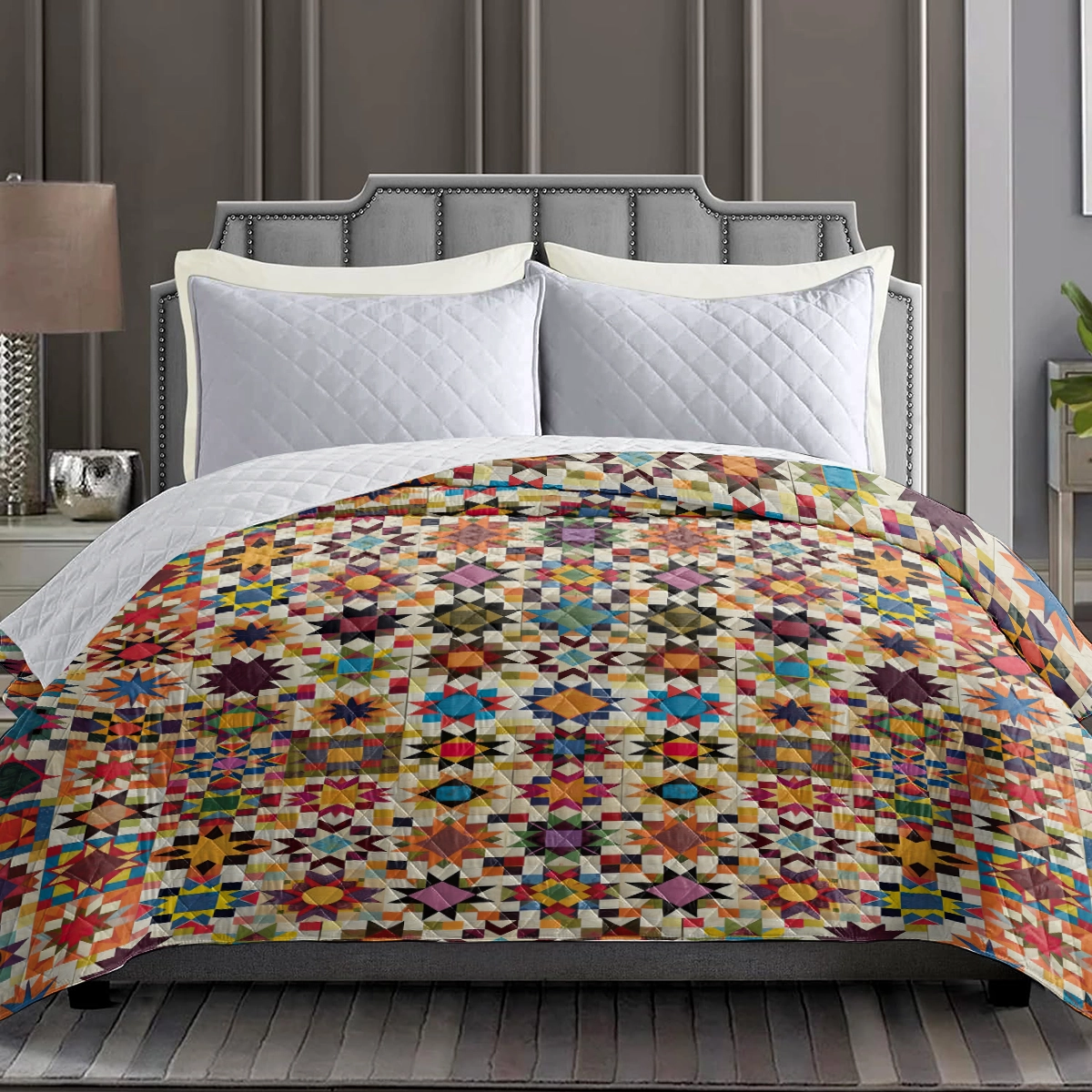 Shineful Flat Print Faux Quilt Blanket Quilting Blocks Pattern