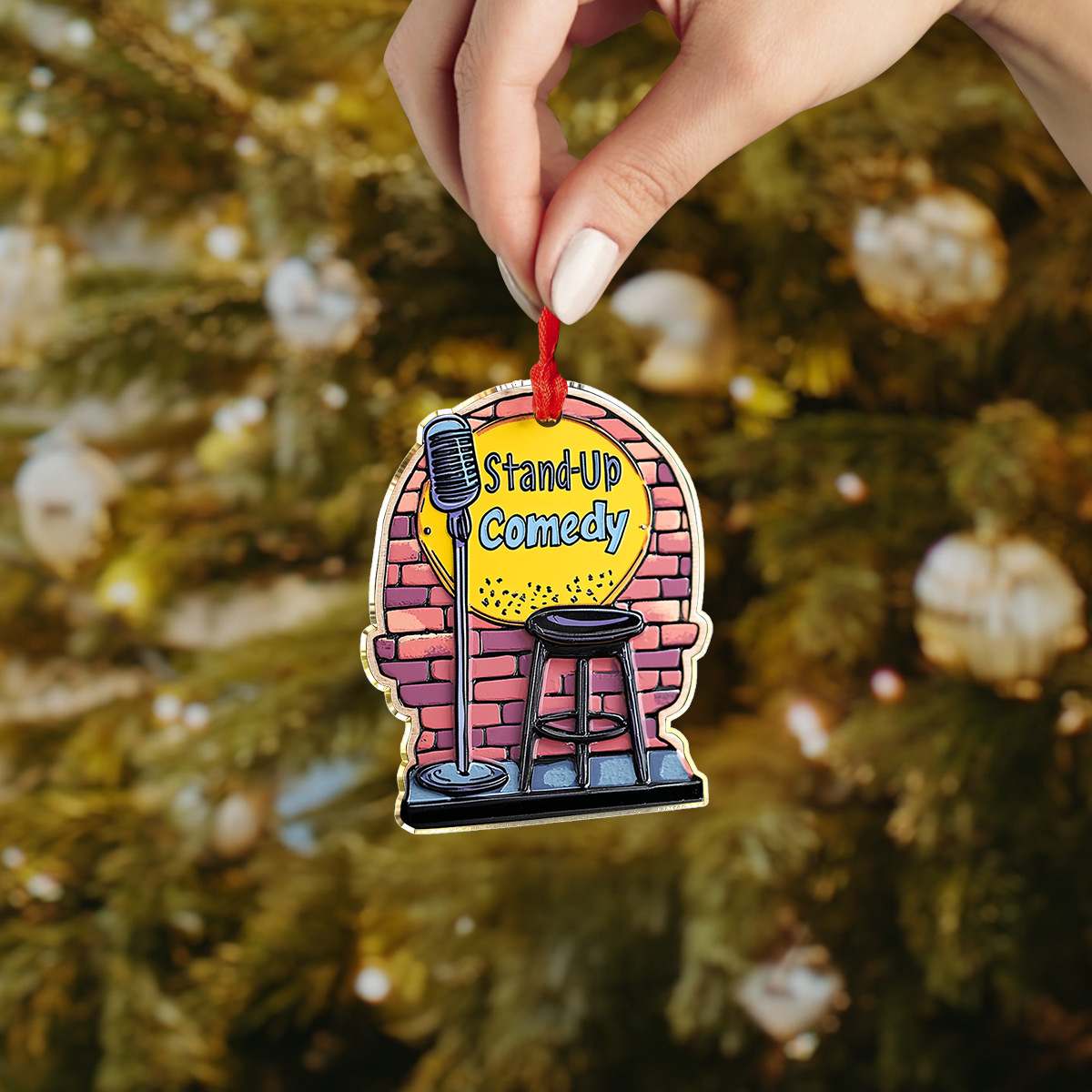 Glänzendes 2D-Ornament aus Acryl – skurrile Stand-Up-Hommage