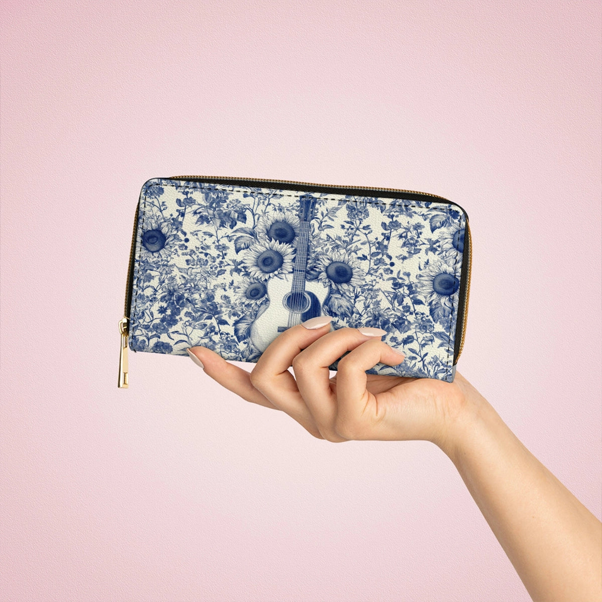 Shineful Leather Clutch Purse With Wristlet Strap Handle Sunflower Serenade