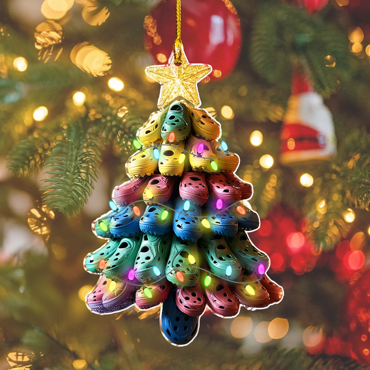 Shineful 2D Acrylic Ornament Sparkling Nurse Croc Christmas