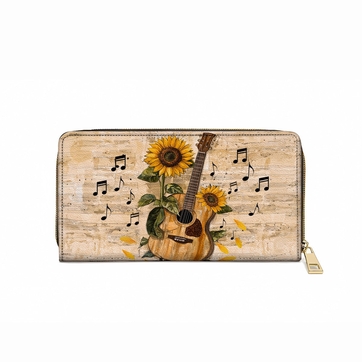 Shineful Leather Clutch Purse With Wristlet Strap Handle Sunflower Melody