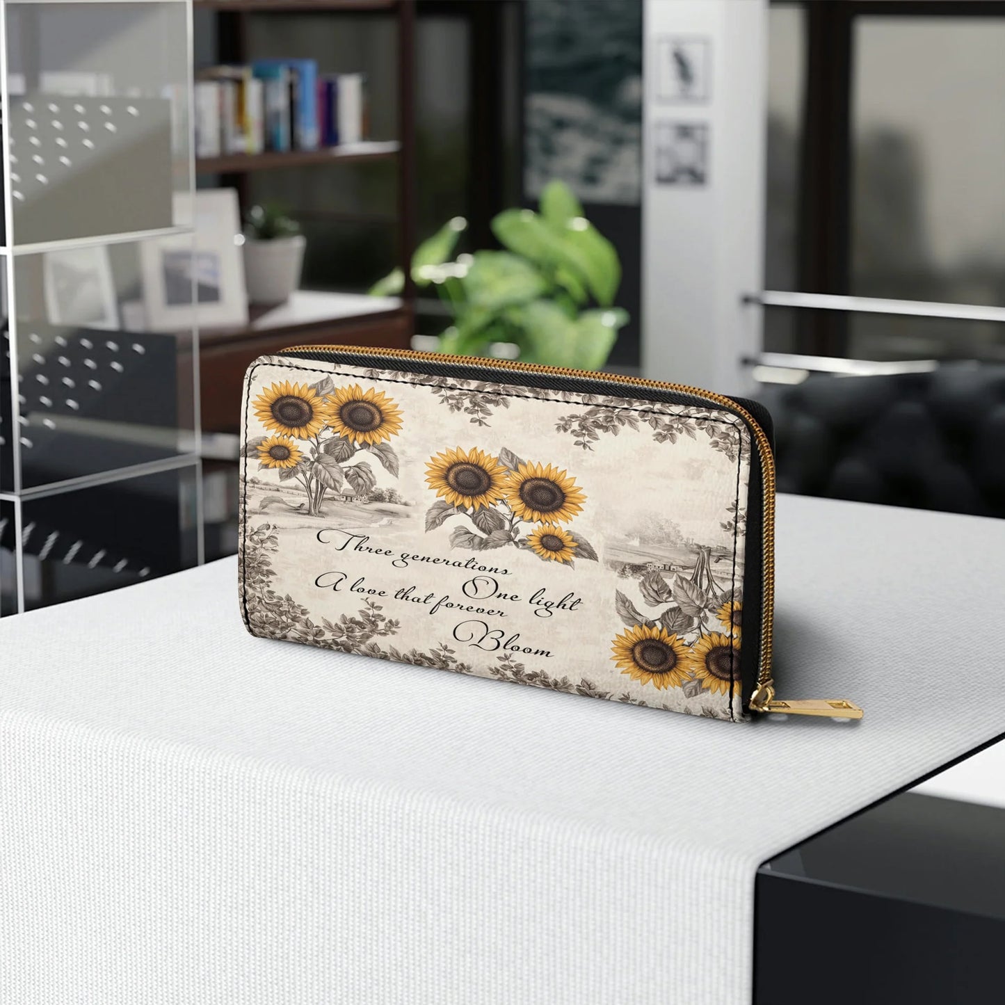 Shineful Leather Clutch Purse With Wristlet Strap Handle Generations of Sunshine