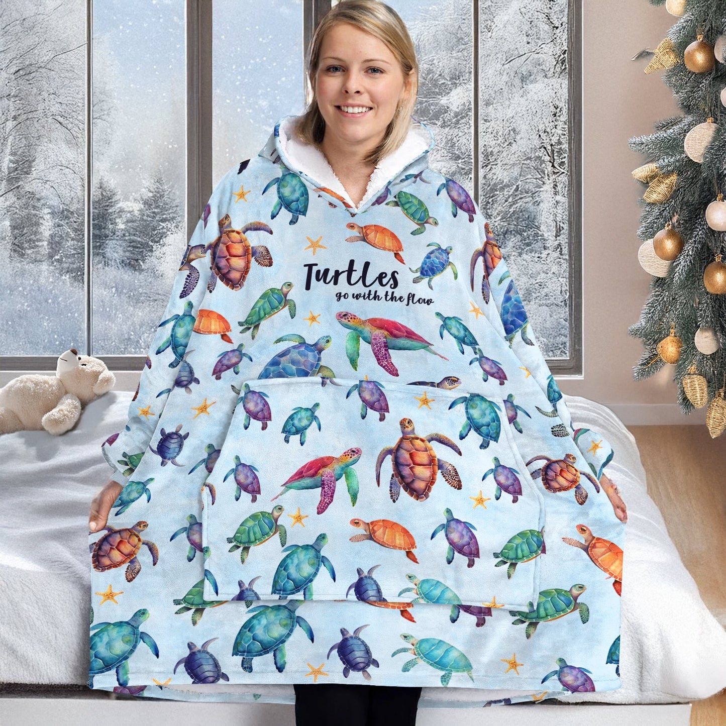 Shineful Blanket Hoodie - Sea Turtle Go With The Flow