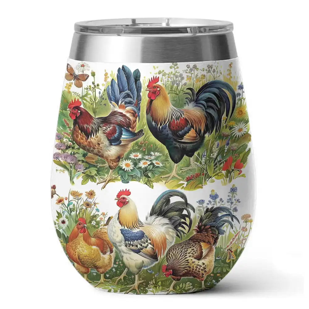 Glänzendes Weinglas Huhn Schöner Garten