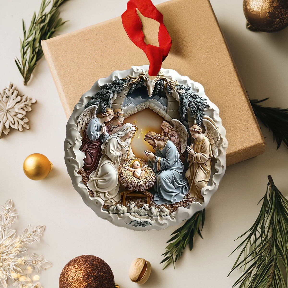 Pack de décorations en acrylique 2D brillantes à prix réduit pour la crèche de Noël