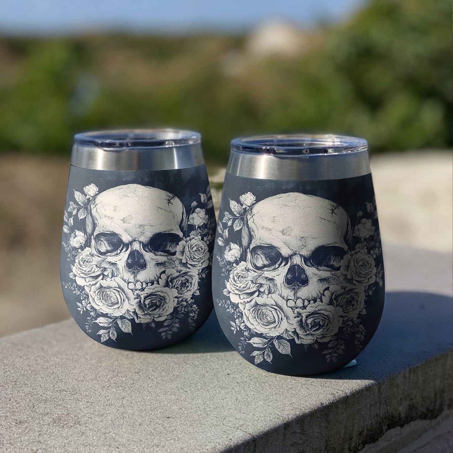 Shineful Wine Tumbler Skull Lovely