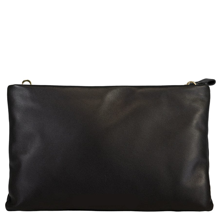 Shineful Flossy Black Soft Leather Clutch Crossbody Bag