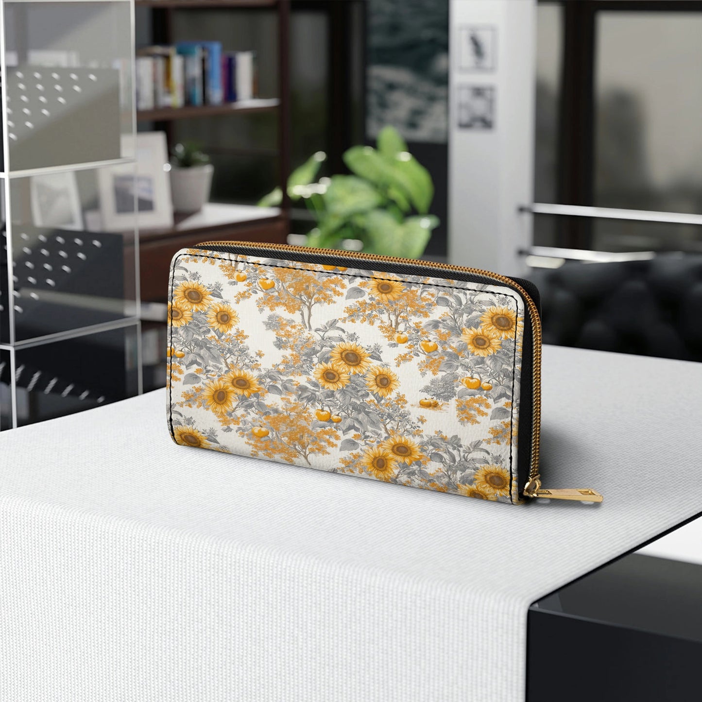Shineful Leather Clutch Purse With Wristlet Strap Handle Georgia Sunshine Sunflower