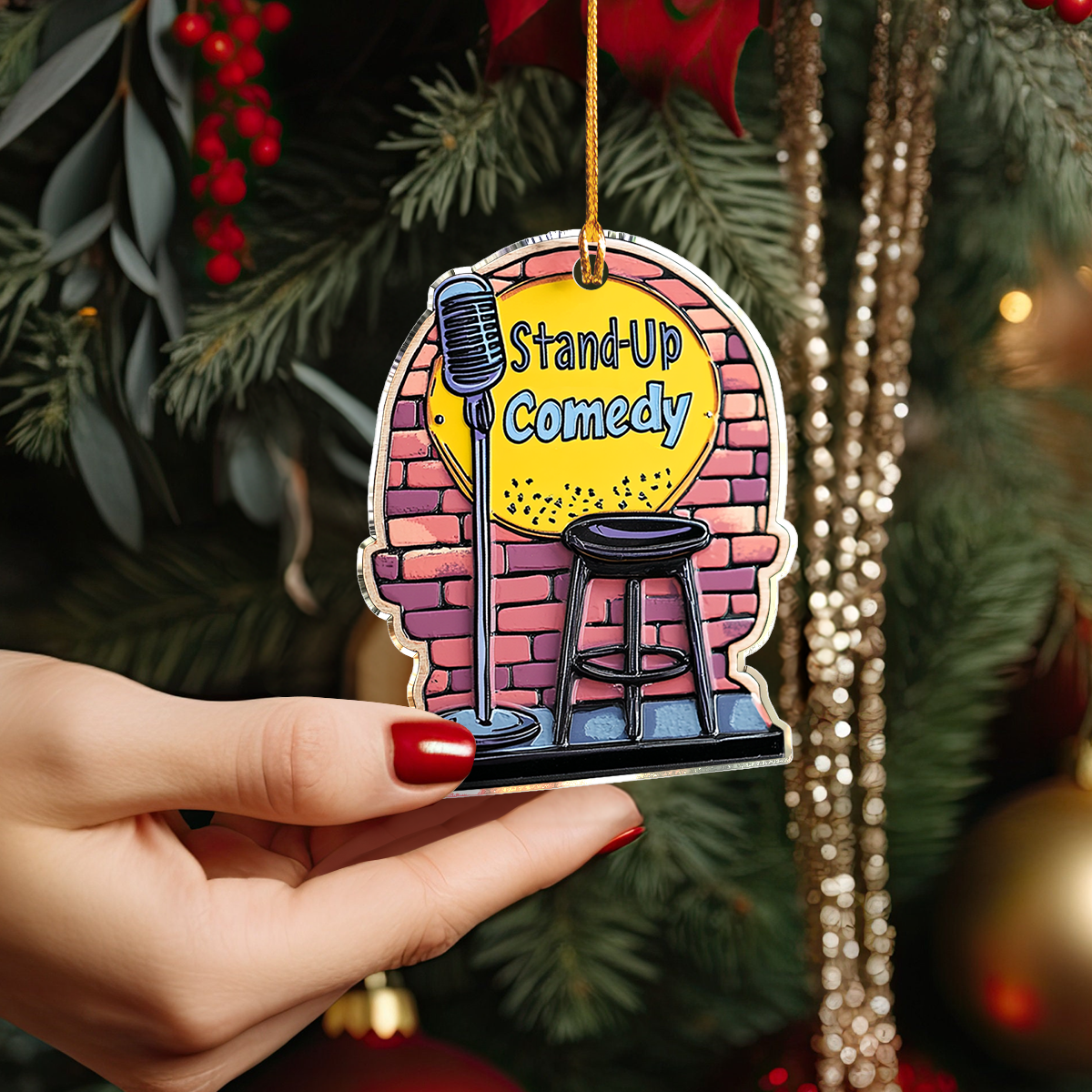 Glänzendes 2D-Ornament aus Acryl – skurrile Stand-Up-Hommage