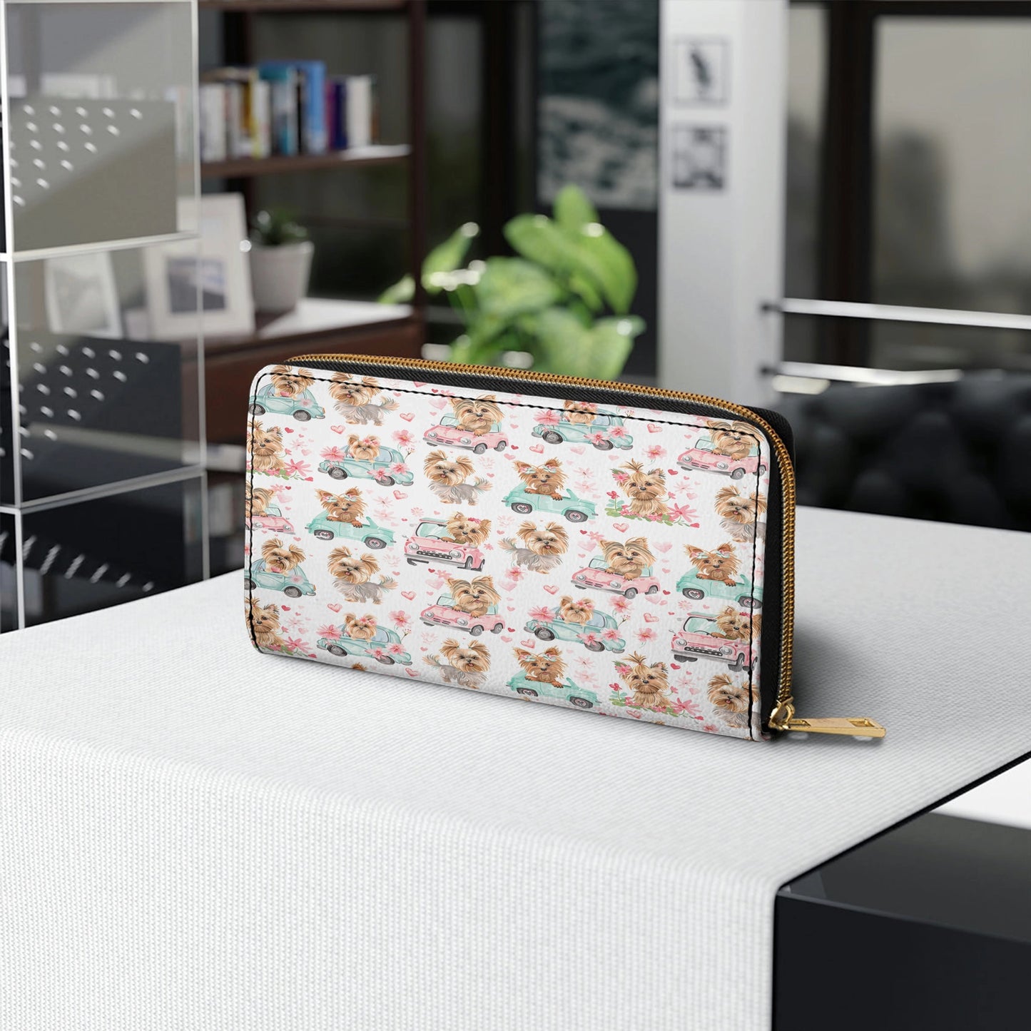 Shineful Leather Clutch Purse With Wristlet Strap Handle Yorkie Love