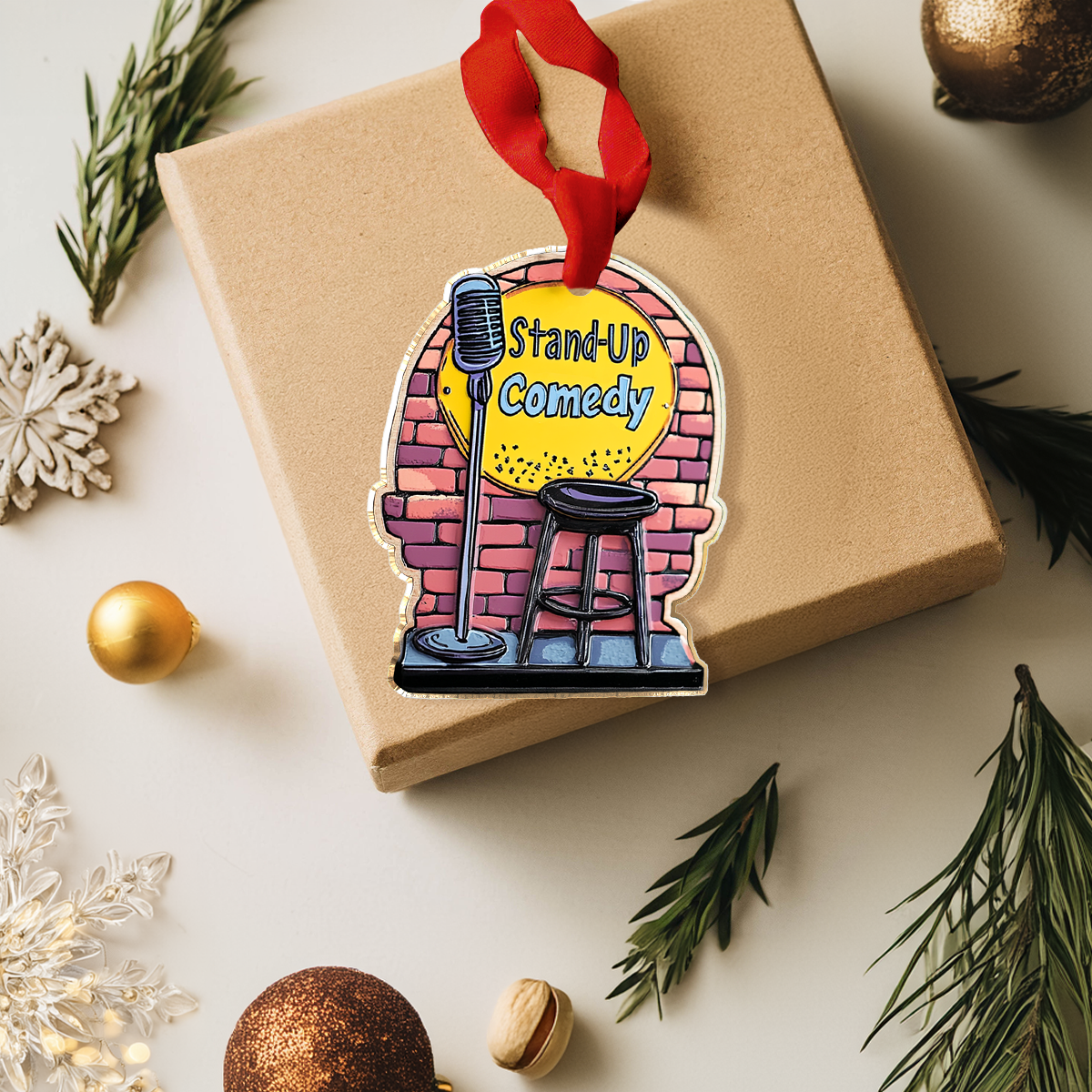 Glänzendes 2D-Ornament aus Acryl – skurrile Stand-Up-Hommage