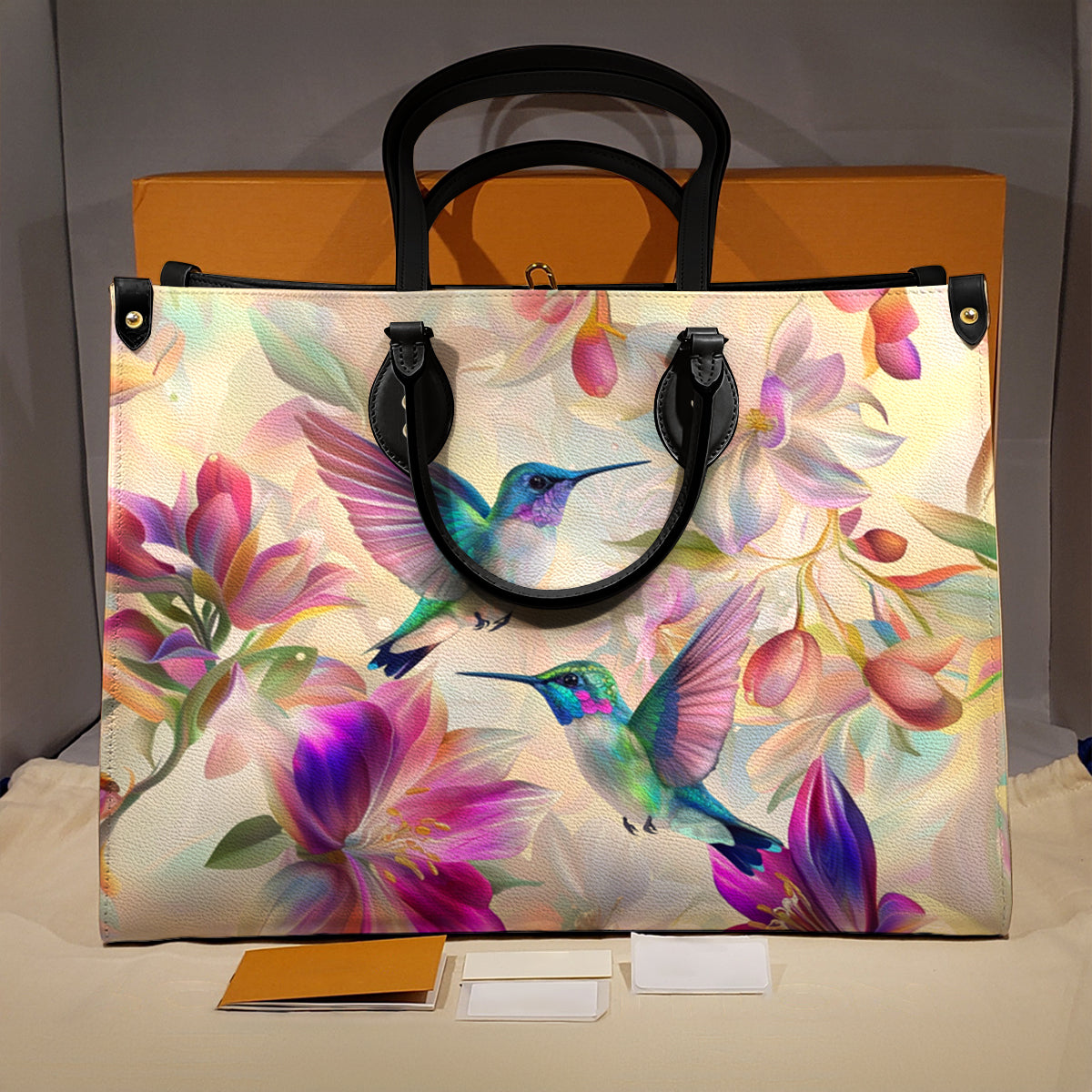 Shineful Leather Bag Floral Hummingbird Elegance