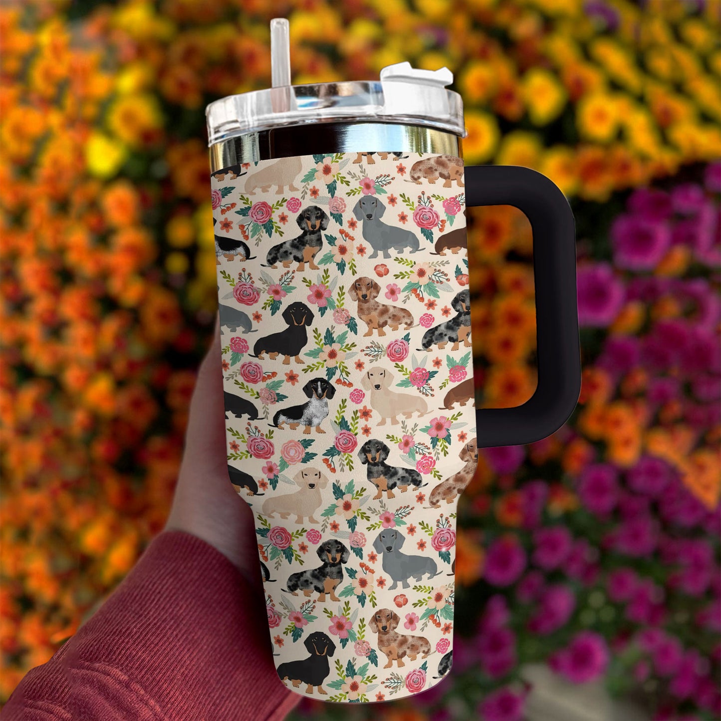Shineful Tumbler Dog Shineful Floral Dachshunds