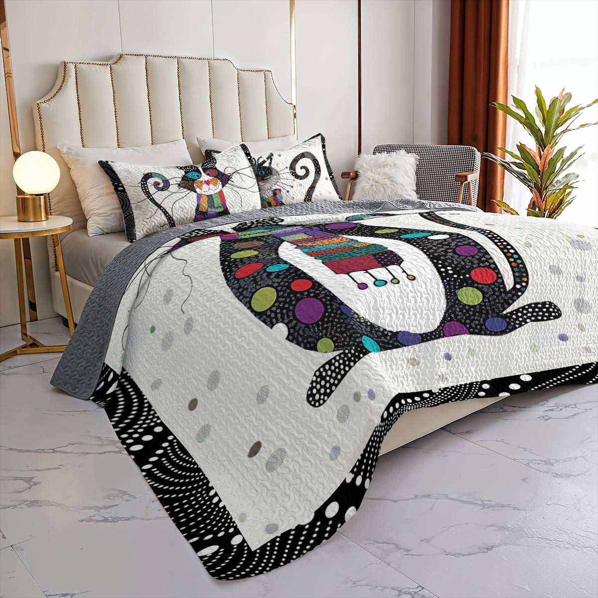 Shineful All Season Quilt 3-Piece Set Funny Cat