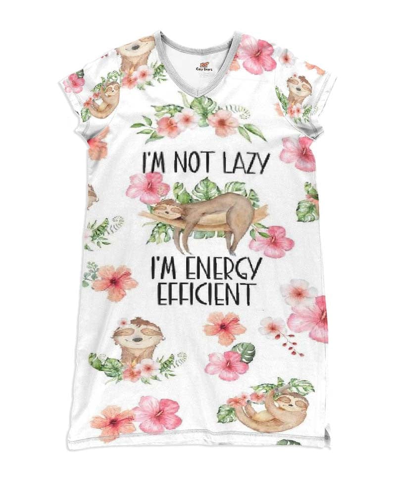 Sloth ShinefulÂź V-Neck Womenâs Nightshirts Iâm Energy Efficient Qa55