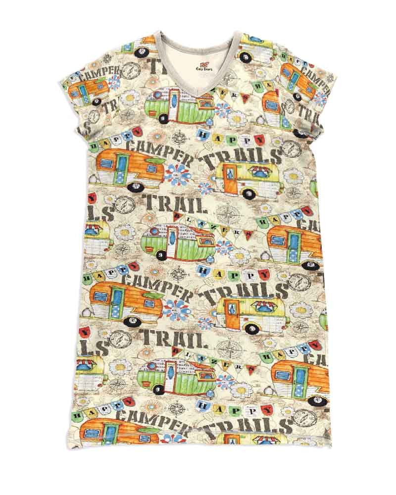 Camping ShinefulÂź V-Neck Womenâs Nightshirts Camper Trails Qa55