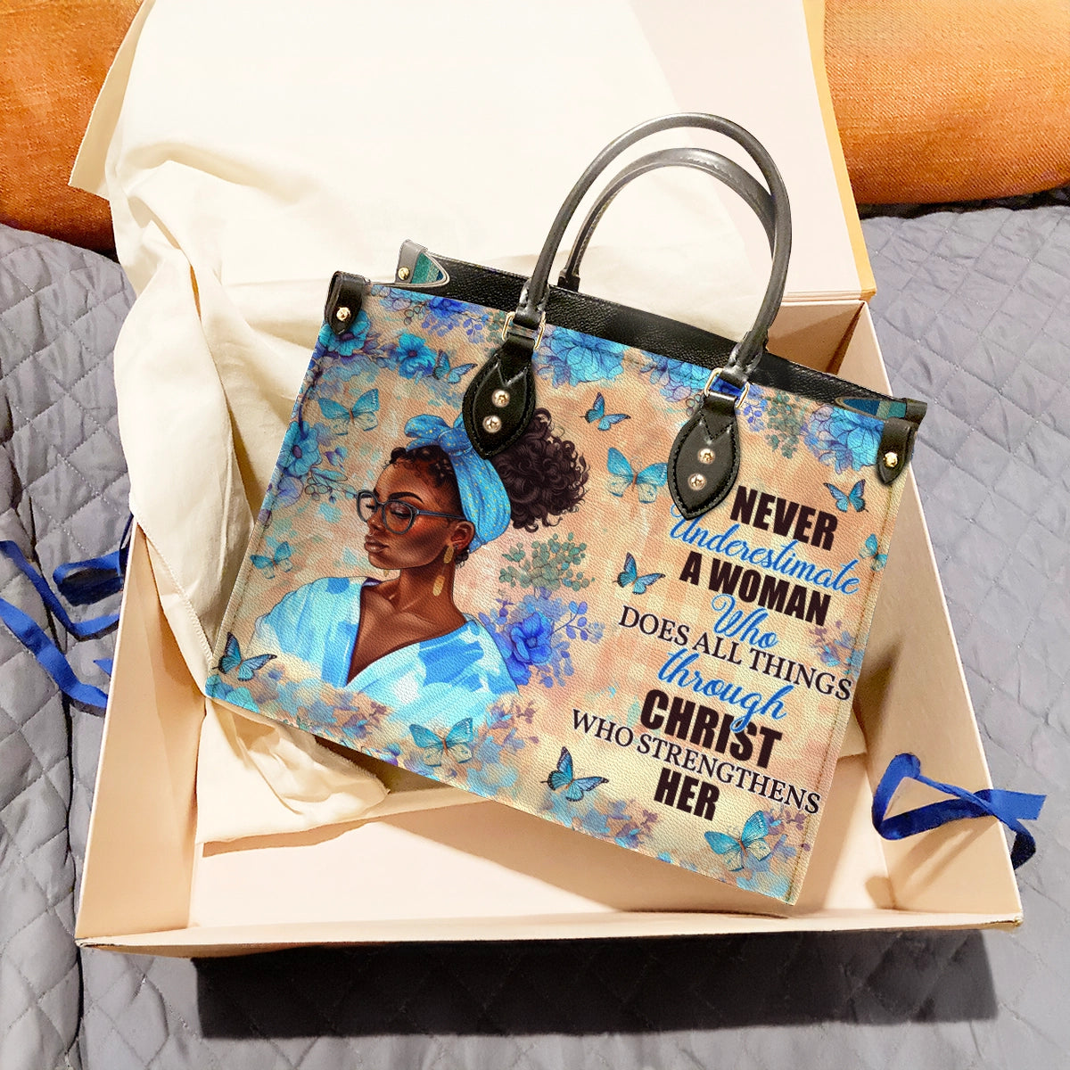 Shineful Leather Bag Blessed & Strong Woman