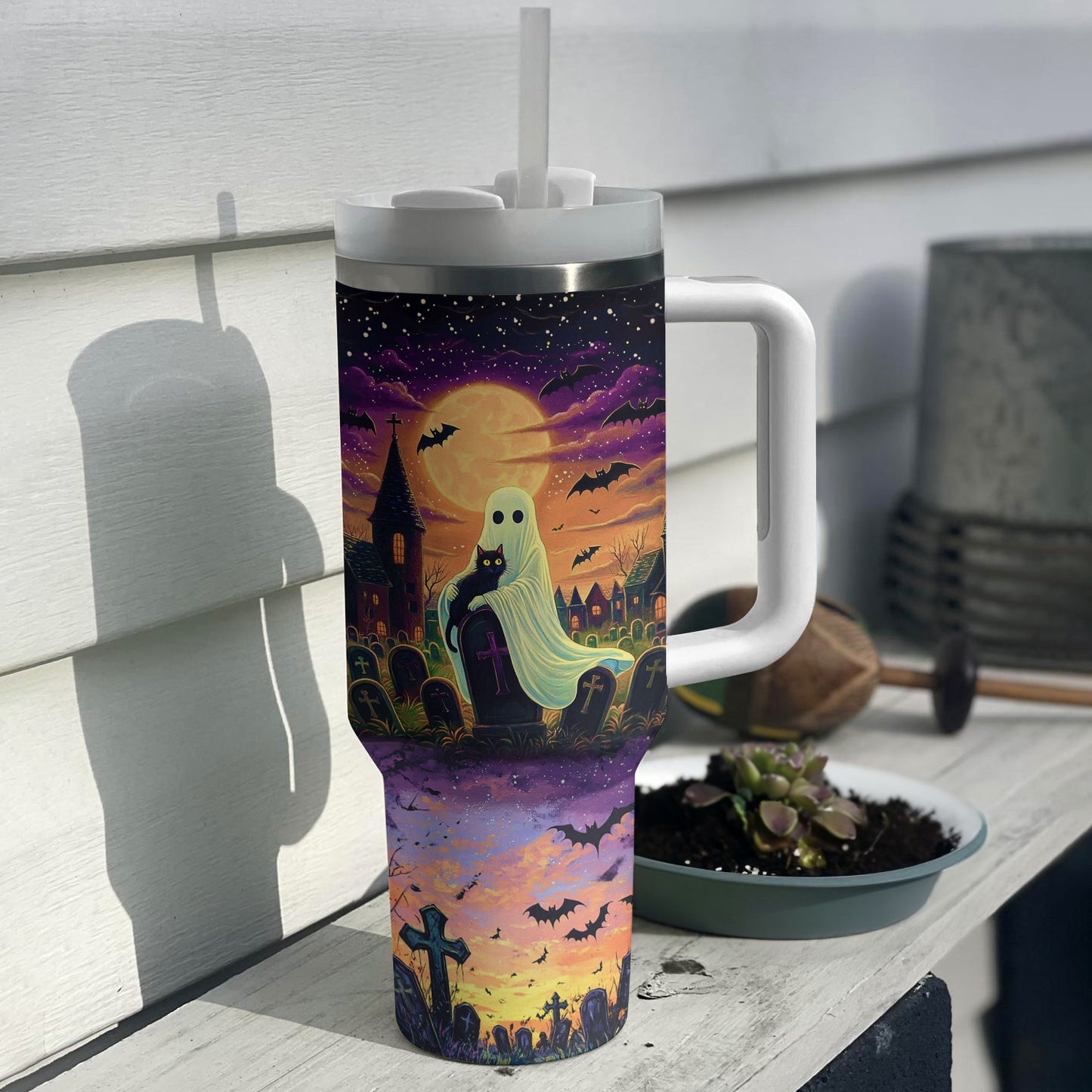Shineful Tumbler Cat In Ghost Hands
