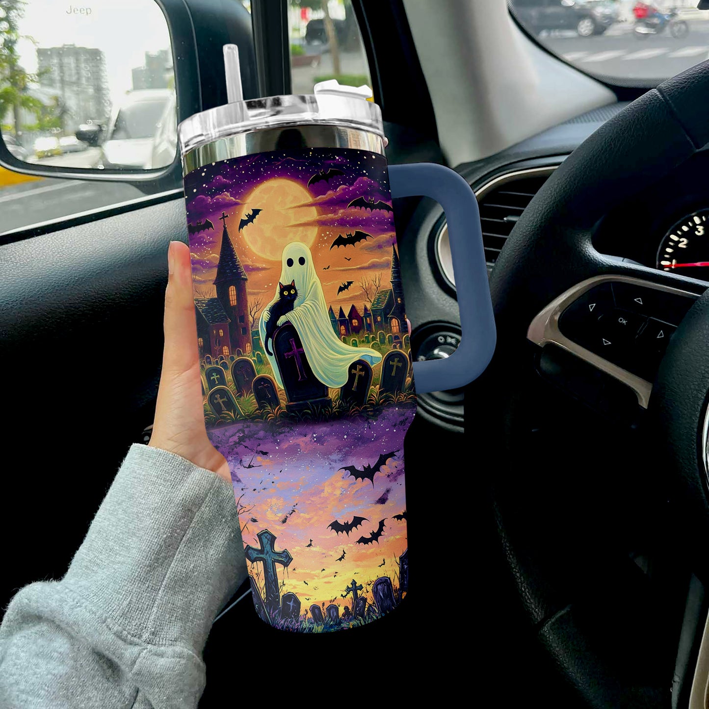 Shineful Tumbler Cat In Ghost Hands