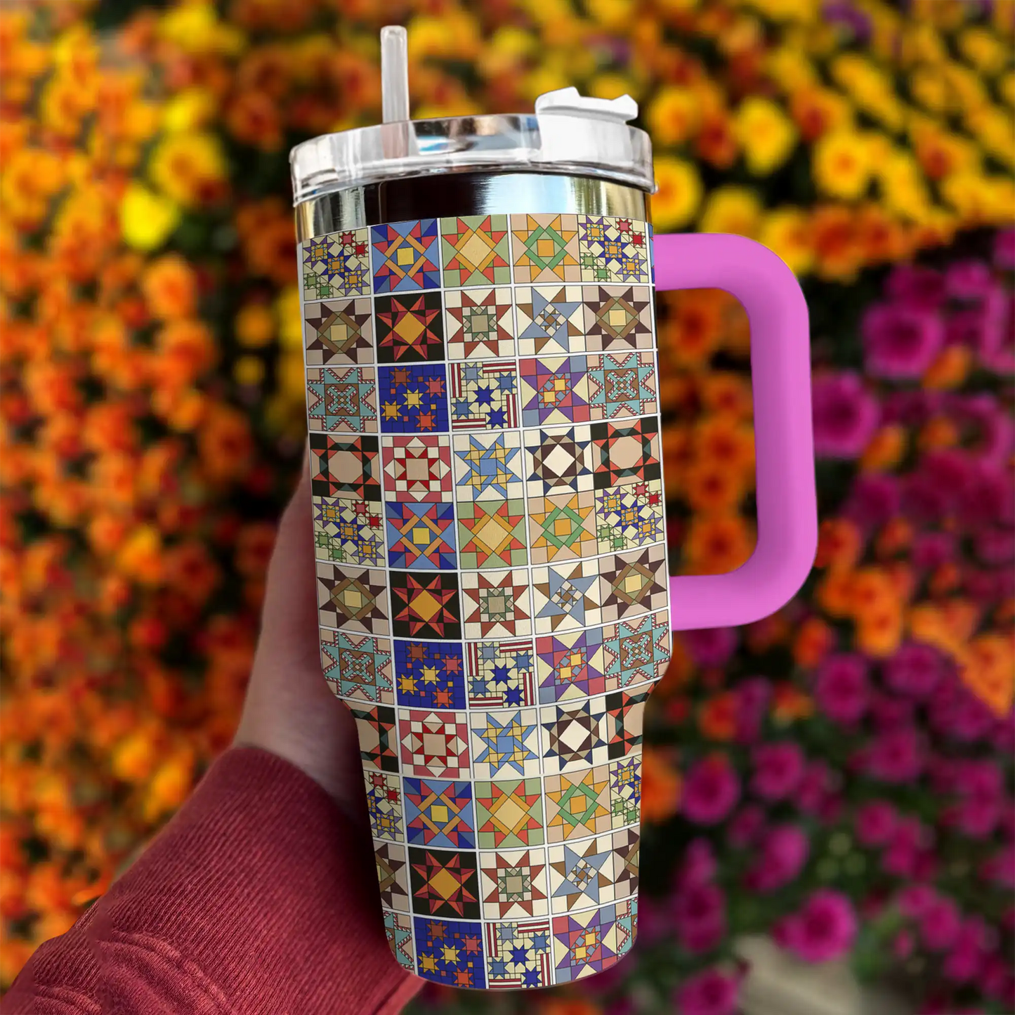 Shineful Tumbler Quilting Colorful Quilt Block