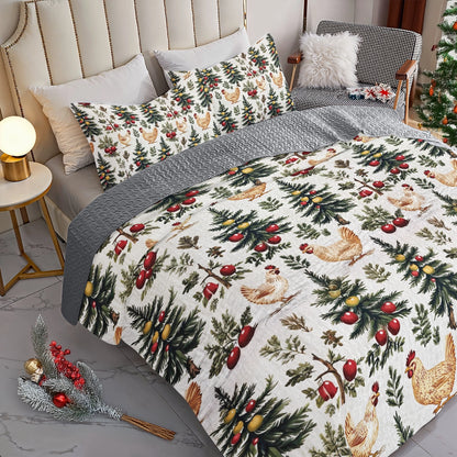 Shineful All Season Quilt 3-Piece Set Festive Rooster Dreams