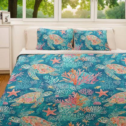 Shineful All Season Quilt 3-Piece Set - Sea Turtle Ocean Dream