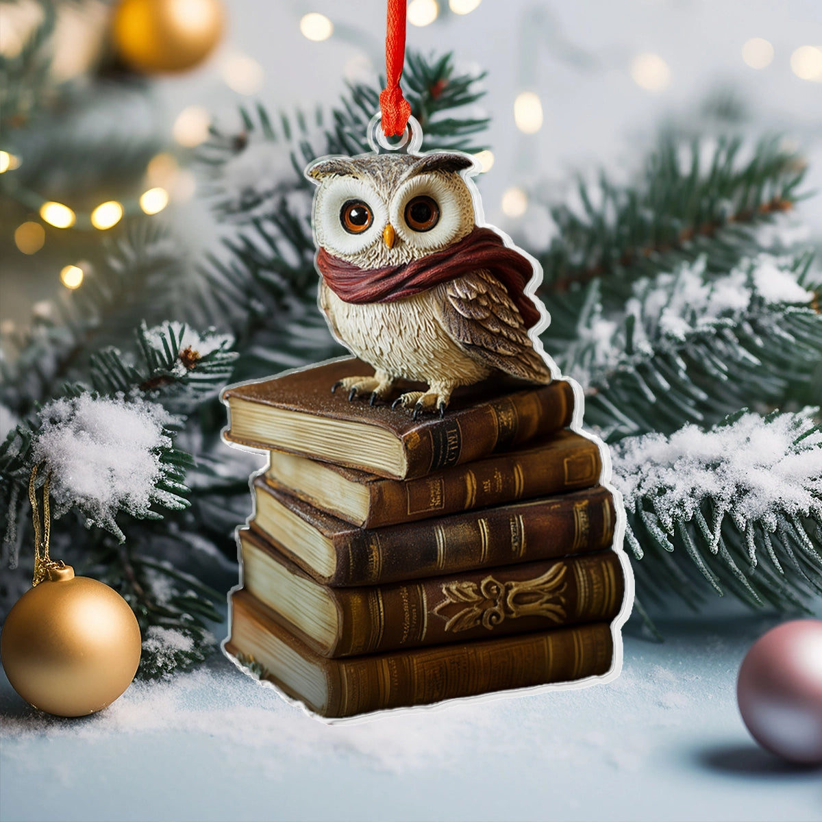 Shineful 2D Acrylic Ornament Owl on Books