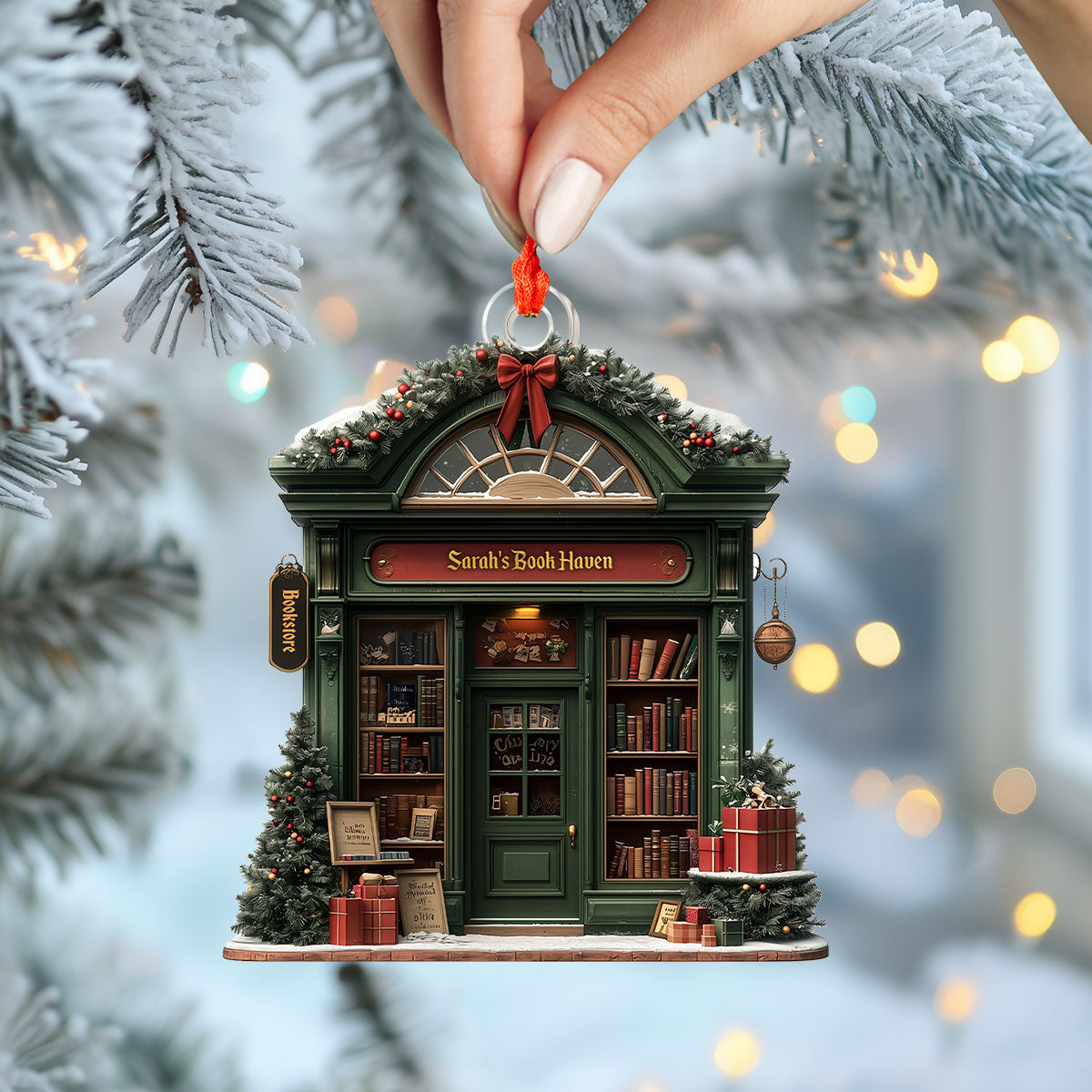 Shineful 2D Acrylic Ornament - Personalized Cozy Book Haven