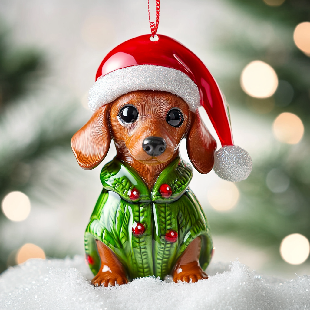 Shineful 2D Acrylic Ornament Festive Cute Dachshund