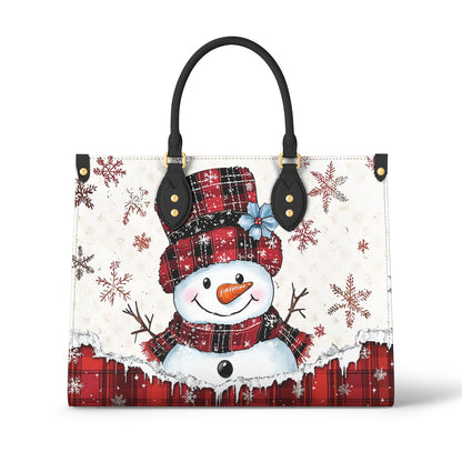 Shineful Leather Bag Plaid Snowman Joy