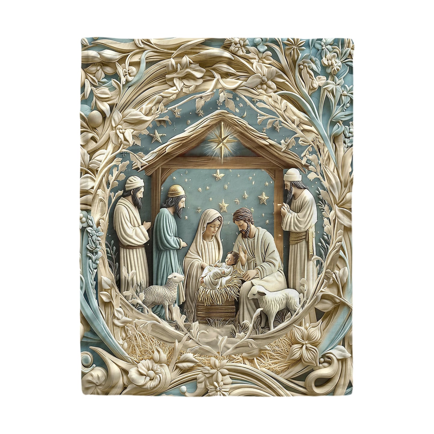 Shineful Fleece Blanket Starry Night Adoration Nativity