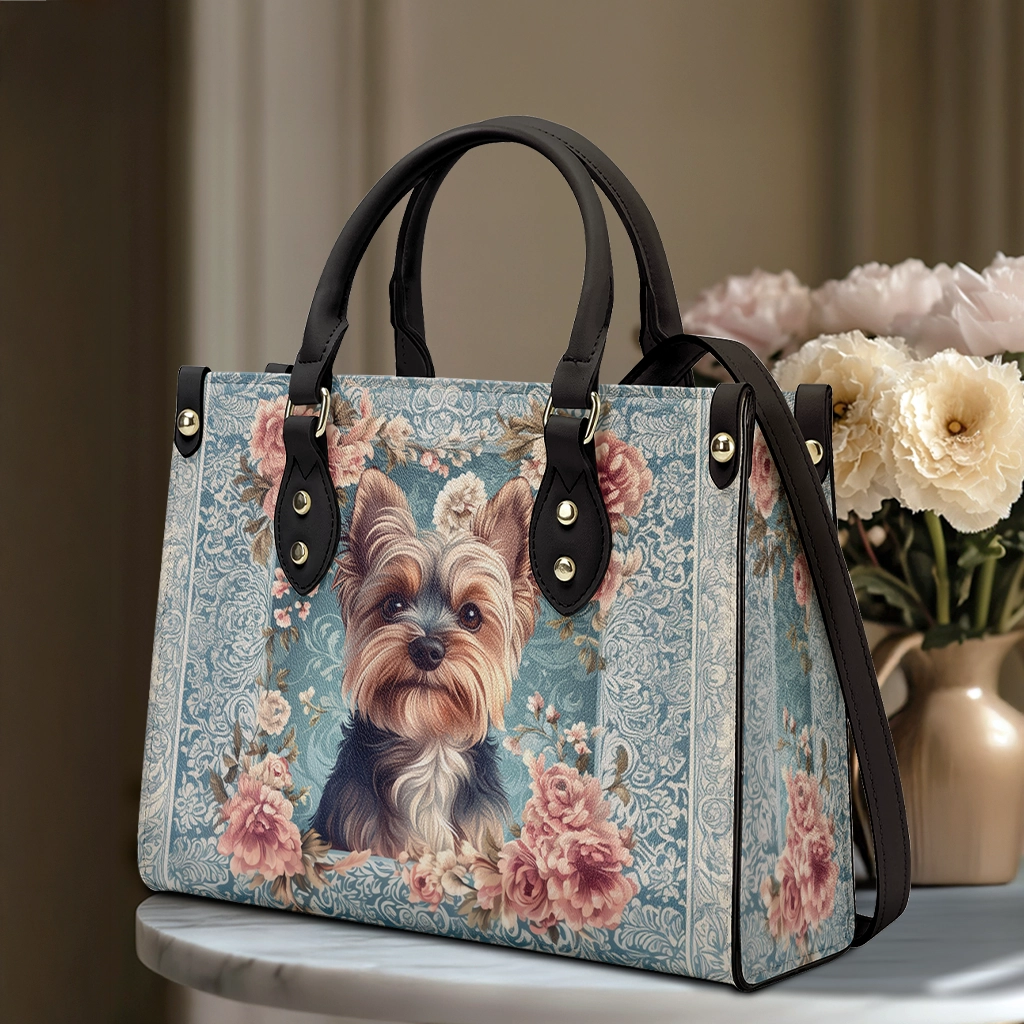 Shineful Leather Bag Yorkie Rose Bloom Elegance